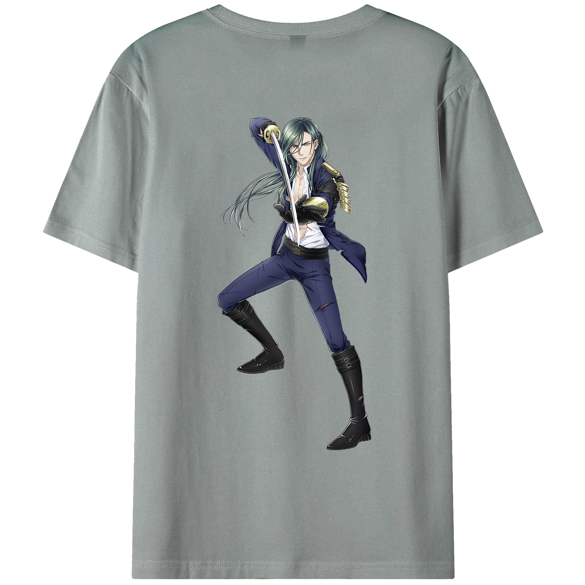 （画像用） 刀剣乱舞 Touken Ranbu 綿100％ メンズ半袖Tシャツ（バックプリント） 通気性
